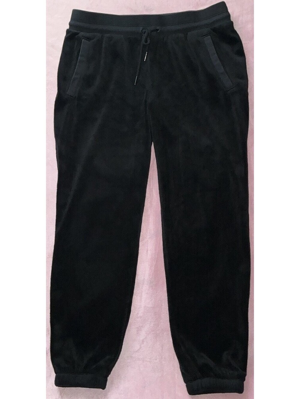 Athleta Pants Womens Sz M Black Double Cozy Karma Jogger Pull On Velour Ankle